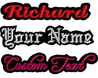 Custom Name Patches | Large Back Patches for Jackets | Iron on Names - Embroidered Felt Name Tag 3" to 17"