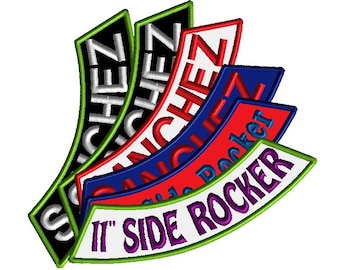 Custom 11" Embroidered Side Rocker Patch - Iron On Motorcycle Jacket Name Patch