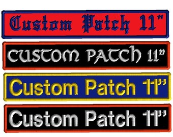 カスタム刺繍ネームパッチ：アイロン接着ツイル長方形（11インチ×2インチ）