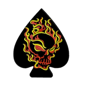 Large Back Patch for Jackets - Flame Skull - Spade - Iron on