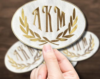 Monogram Name Patch: Gold Custom Initials Iron on Applique
