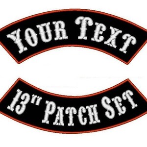 2 Piece Custom Embroidered Biker Patch Set Top Bottom Rocker Badges Embroidery Motorcycle 13 MC Club Back Patches Hook & Loop Iron on image 2