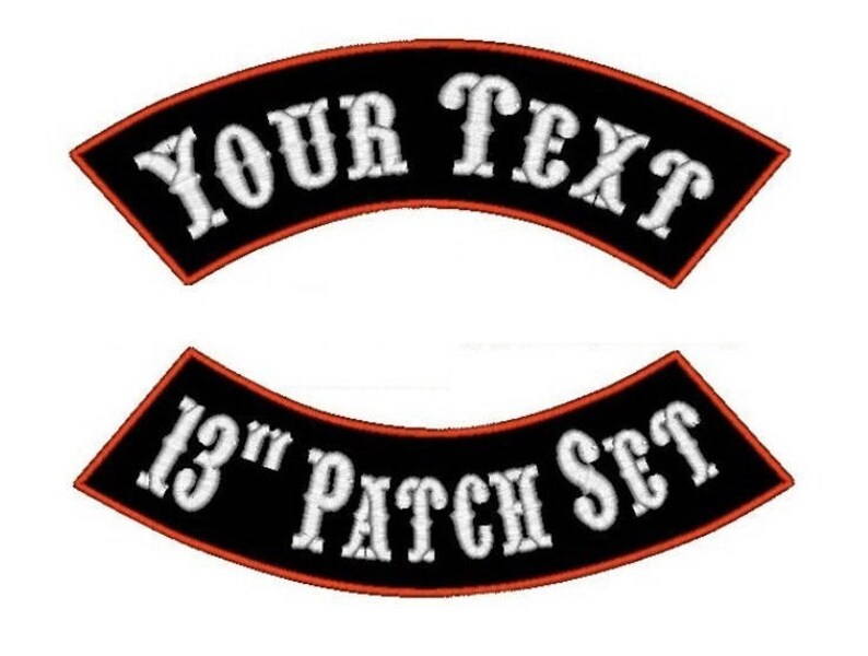 thumbnail image 2 of Custom Embroidered MC Rocker Patch 13" – Top Or Bottom Skull #2 For Biker Cut 2 of 4