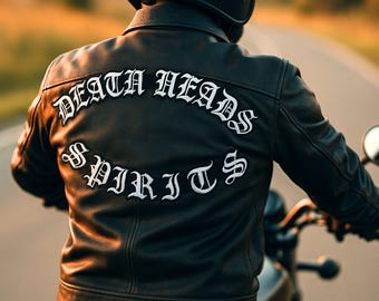 Parche personalizado con letras inglesas antiguas: termoadhesivo para chaleco de motociclista