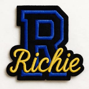 Name Patch Varsity Letter for Jackets Iron On Embroidered Back to School Name Tag for Sports Teams & Backpacks
