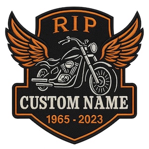 Biker Memorial Patch | RIP Patches for Vest | Custom Biker Patches | Iron on Rest In Peace Patch