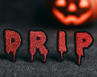 Embroidered Drip Font Letter Patch - Horror Halloween Iron-On