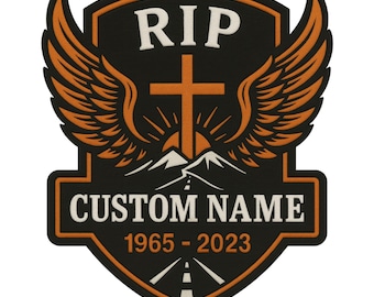 Custom RIP Memory Biker Patch Embroidered Memorial Iron on Cross Applique for Motorcycle Jacket