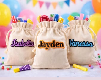 Custom Name Patches for Birthday Party Favor Bags, Personalized Iron-On Applique