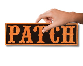 Écusson thermocollant brodé personnalisé au dos : tissu sergé, écusson grand nom (9-16 pouces)