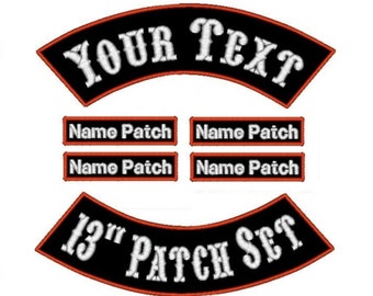 Custom Embroidered Rocker Patch Set: Biker Vest Patches, Iron-On, 13"