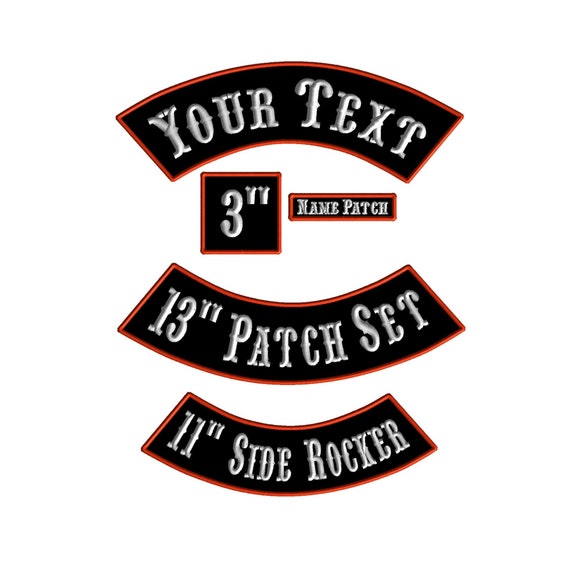 Motorcycle Patches - Rocker Patch Set - Iron on  Custom Back Patch - Embroidered and Personalized