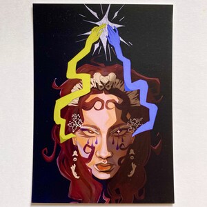 Impressão de arte original Bone Goddess | Tamanho do cartão postal 4 x 6 pol.