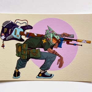 Impressão de arte original Future Punk | Tamanho de cartão postal 4 x 6 pol.