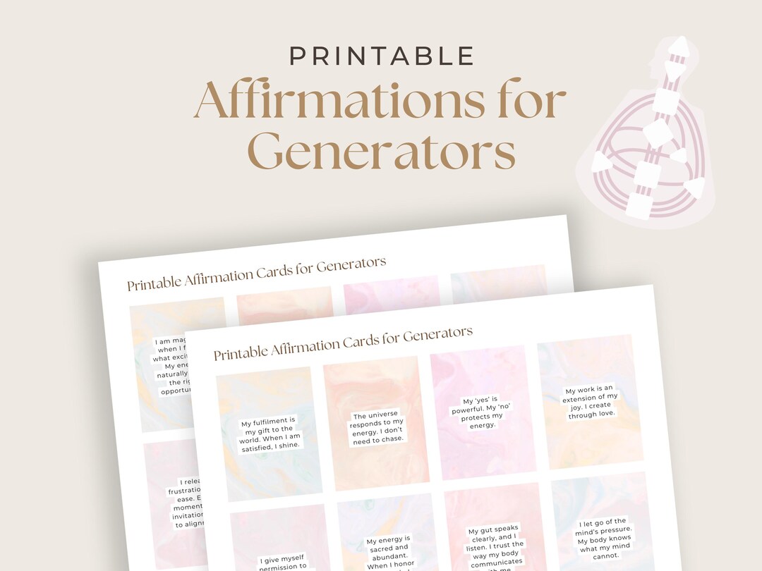 Human Design Generator Affirmation Cards: Printable PDF (56 Cards) - Etsy