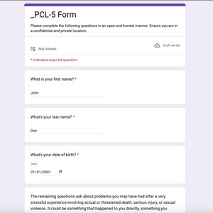 PTSD Checklist for DSM-5 (PCL-5) Google Form With Scoring and ...