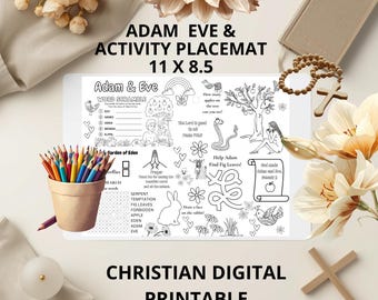 Mata z zadaniami „Adam i Ewa” | Biblia chrześcijańska do druku (do pobrania w wersji cyfrowej)