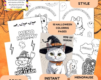 Funny Halloween Cat Coloring Pages | Menopause Humor (PDF Download)