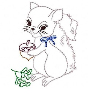 Baby Squirrel Machine Embroidery Design 4x4 image 1