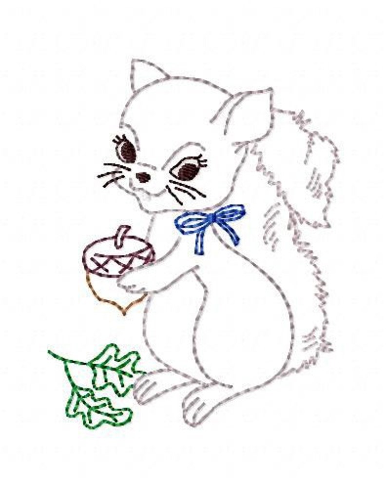 Baby Squirrel Machine Embroidery Design 4x4 image 1
