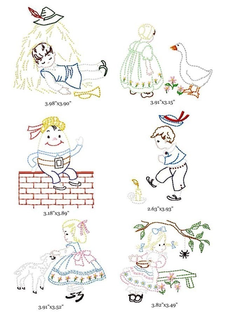 Nursery rhymes set 1 machine embroidery designs  etsy Nursery rhymes set 1 machine embroidery designs  etsy
