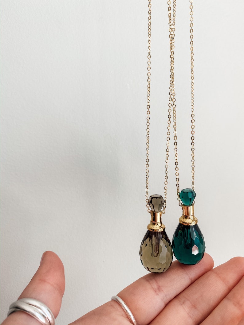 Essential Oil Crystal Vial Necklace Perfume Vial Pendant Etsy