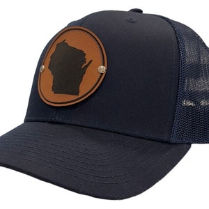 Custom leather patch hats, custom logo hats, trucker hat, leather patch, custom gift, Richardson hat