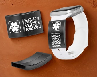Gepersonaliseerde medische QR-codetag voor horlogeband, ID-tag medische waarschuwing, ID-tags loper, medische ID-tag voor noodgevallen, allergietag, diabetestag