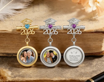 Graduation Walking Beside You Every Step Brooch 2026,Custom Photo Pin with Birthstone,Remembering Loved Ones,Graduation Gift for Her Him