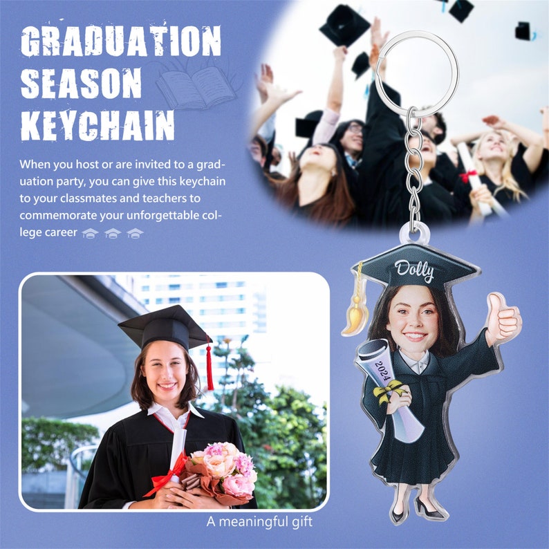 Graduation Keyring Personalized Graduation Photo Keychain,acrylic Graduation Pendant ...