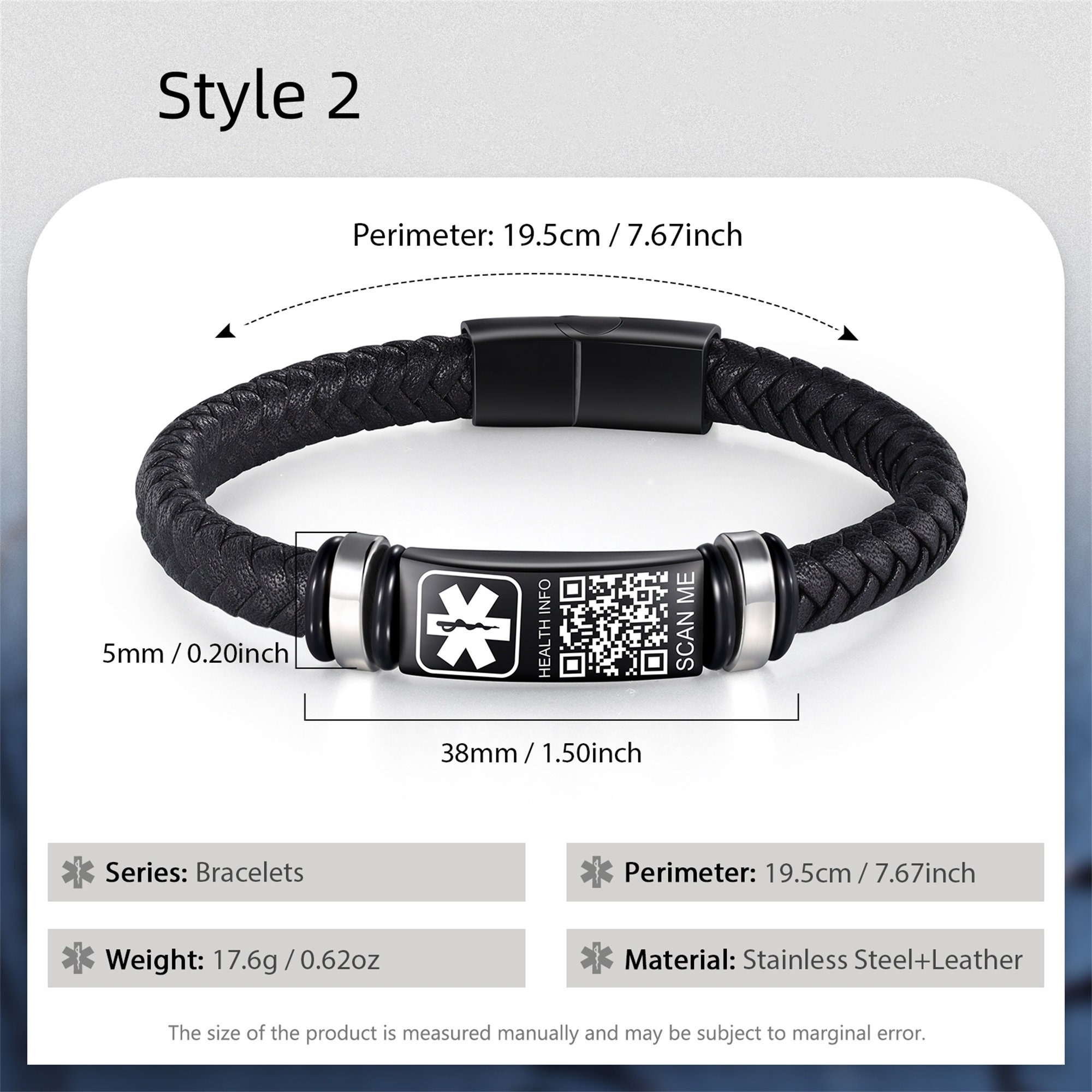 Personalized QR Code Medical Alert Bracelet,woven Rope Extendable ...