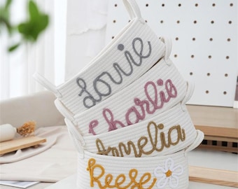 Personalized Baby Basket, Custom Baby's Name Basket,Rope Cotton Baby Gift Basket, Baby Shower Gift Basket,Newborn Gift,   Toy Organizer