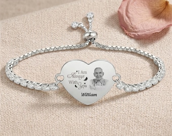 Custom Memorial Photo Bracelet,Heart Sympathy Gift ,Custom Photo & Name Bracelet for mom, Dad, Remembrance Jewelry