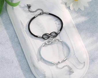 Personalisierte Paar Armbänder Set, Benutzerdefinierte Name Infinity Armband, Herz Magnet Armbänder, Passende Armbänder, Fern Armbänder für Ihn