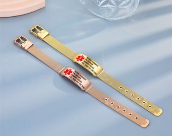Personalized Women Medical Bracelet,Adjustable Medical Alert ID Bracelet,Emergency Contact ICE Bracelet,Gift for Diabetes,Allergy,Epilepsy
