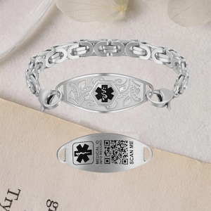 QR Code Medical Alert ID Adjustable Bracelets for Men/Women,Diabetes,Allergy and Alzheimer's Disease,Medical Gift for Patient with Epilepsy