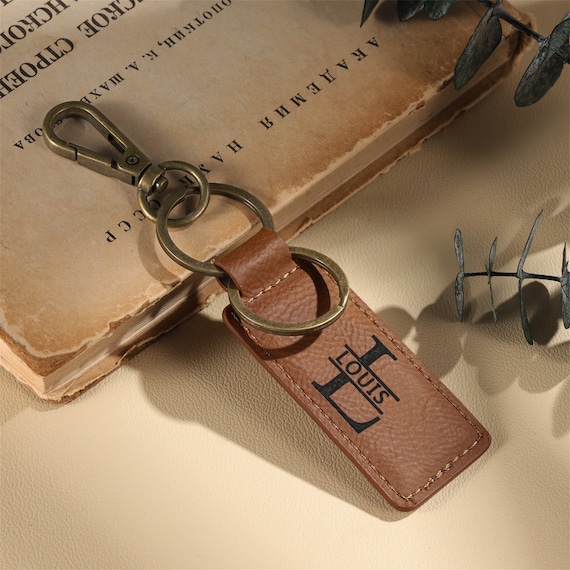 Personalized Leather Keychain, Custom Name Keychain,coordinates
