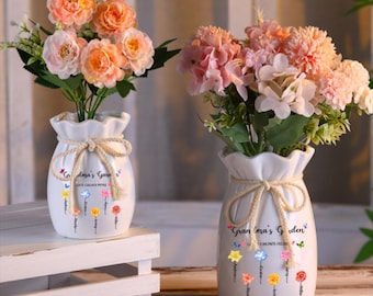 Mother's Day Gift,Personalized Birth Flowers Vase,Grandma's Garden Flower Vase,Custom Family Names Vase,Grandma's Gift,Gifts for Mom