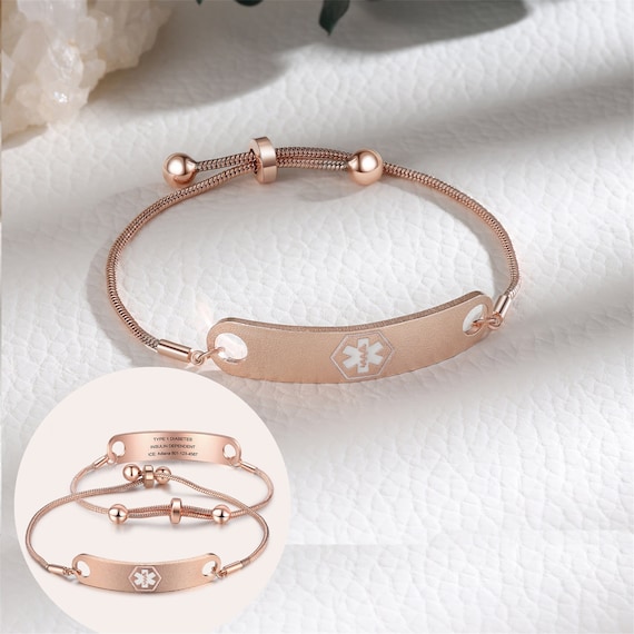 Personalized Women Medical Bracelet,Custom Medical Alert ID Bracelet,ICE Medical Jewelry,Gift for Epilepsy,Allergies, and Diabetes Patients