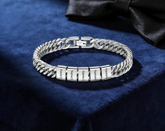 Pulsera personalizada para papá con nombre de niño, regalo para papá, pulsera de eslabones cubanos con nombre personalizado, regalo único para papá, regalo para esposo.