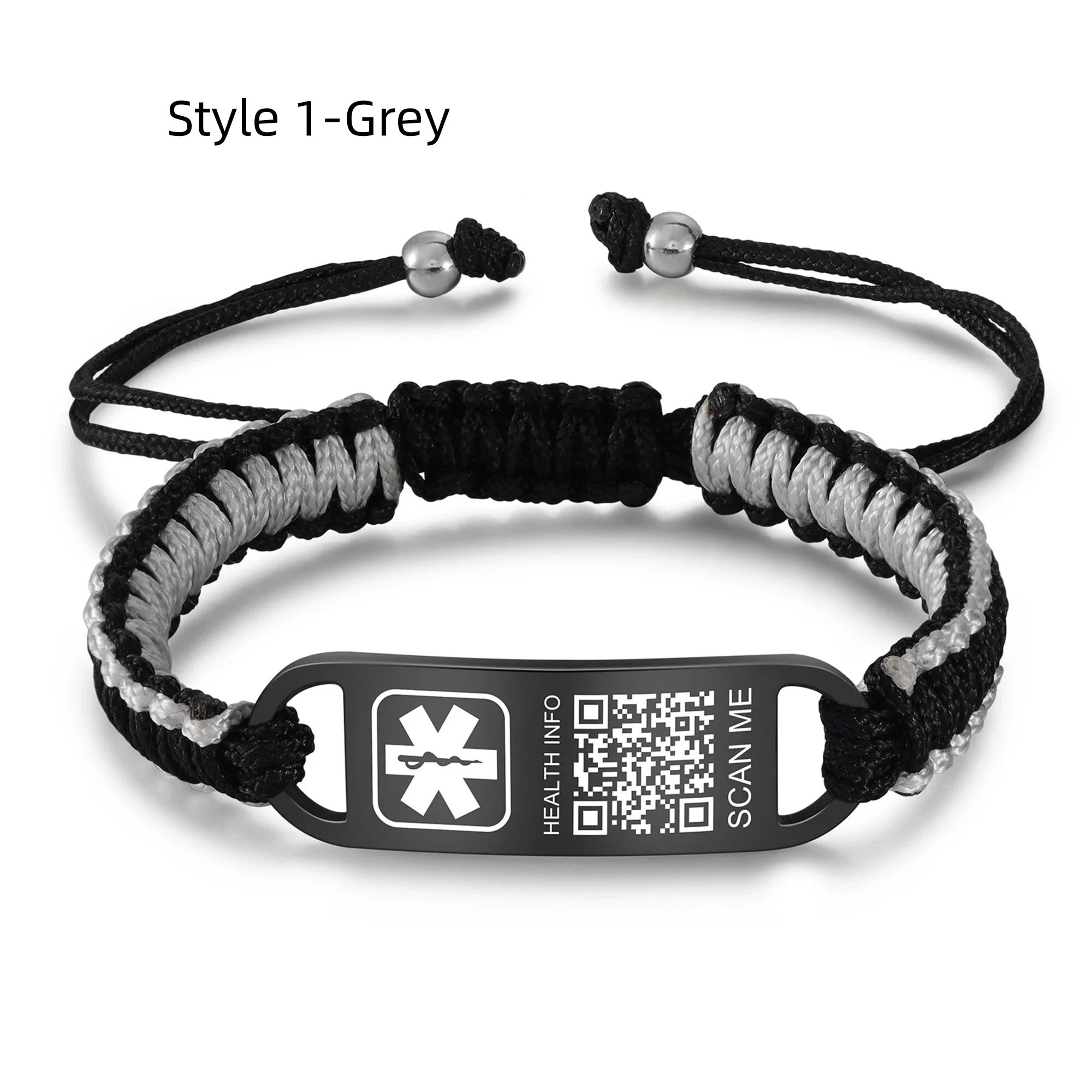 Personalized QR Code Medical Alert Bracelet,woven Rope Extendable ...