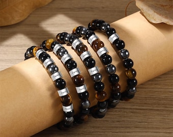 Dad's Bracelet with Kids' Names,Gift for Dad,Personalized Men's Name Bracelet,Men's Beaded Bracelet,Custom1-5 Names, Father's Day Gift