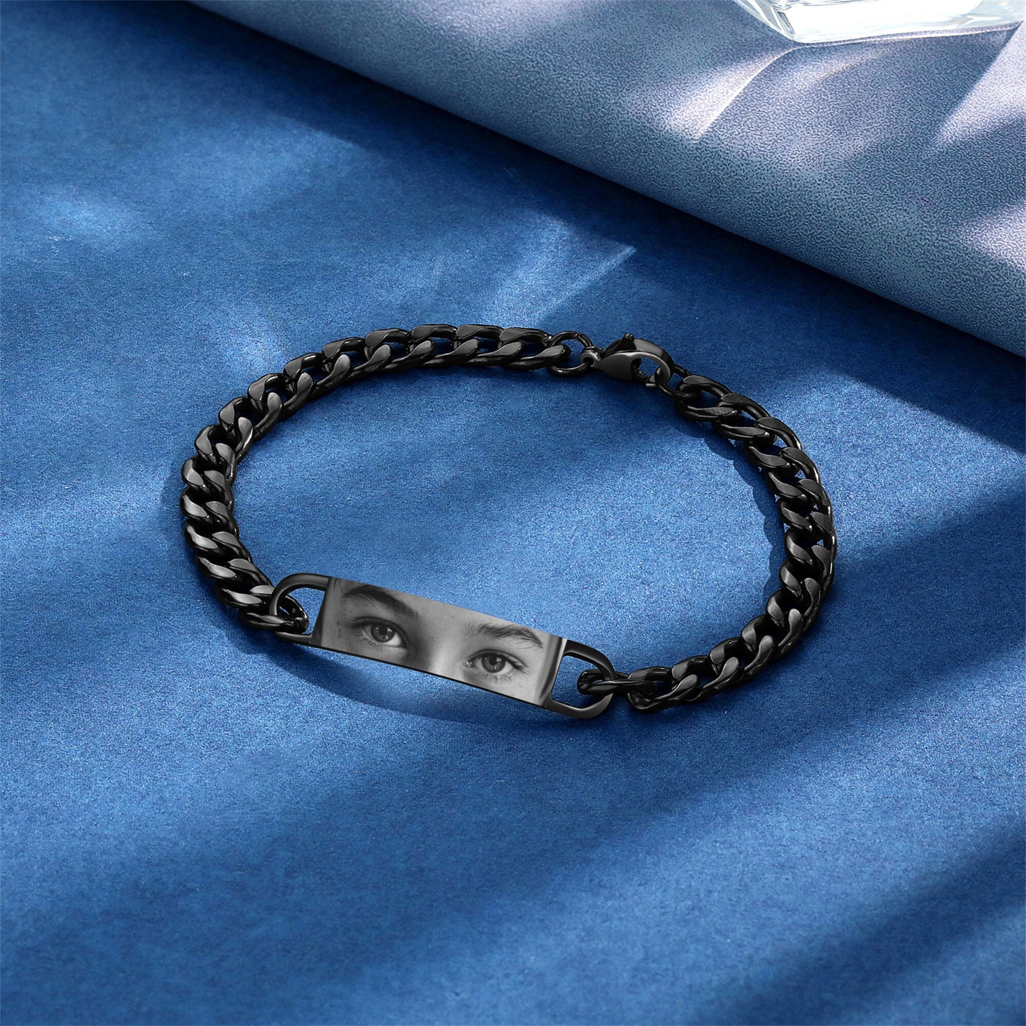 Black silver mens bracelet - Etsy 日本