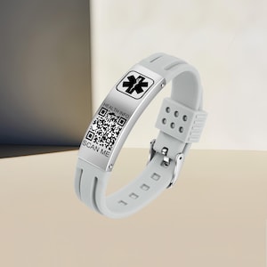 Pulsera de alerta médica con código QR para hombres y mujeres, pulsera de identificación de emergencia, pulsera deportiva médica, regalos para pacientes con epilepsia, diabetes y alergias.