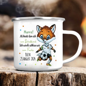 Tazas esmaltadas personalizadas, tazas de dibujos animados con nombre y fecha personalizados, regalos de regreso a la escuela, regalos para niños, nombre Emaille Tasse