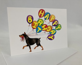 Doberman Happy Birthday Card