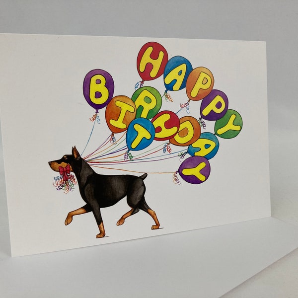 Doberman Happy Birthday Card