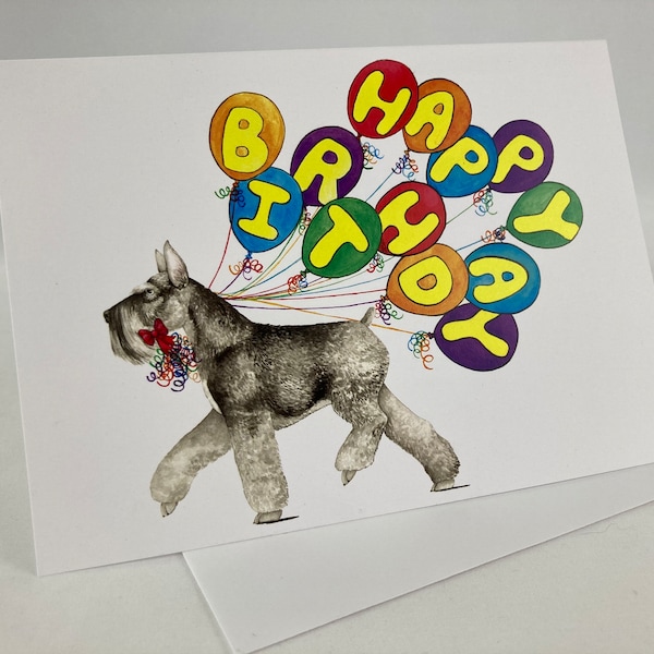 Schnauzer Happy Birthday Card Etsy
