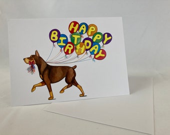 Red Doberman Happy Birthday Card