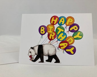 Tarjeta del feliz cumpleaños del oso panda